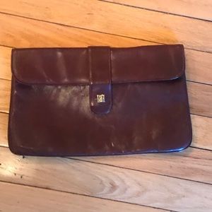Vintage burgundy leather clutch